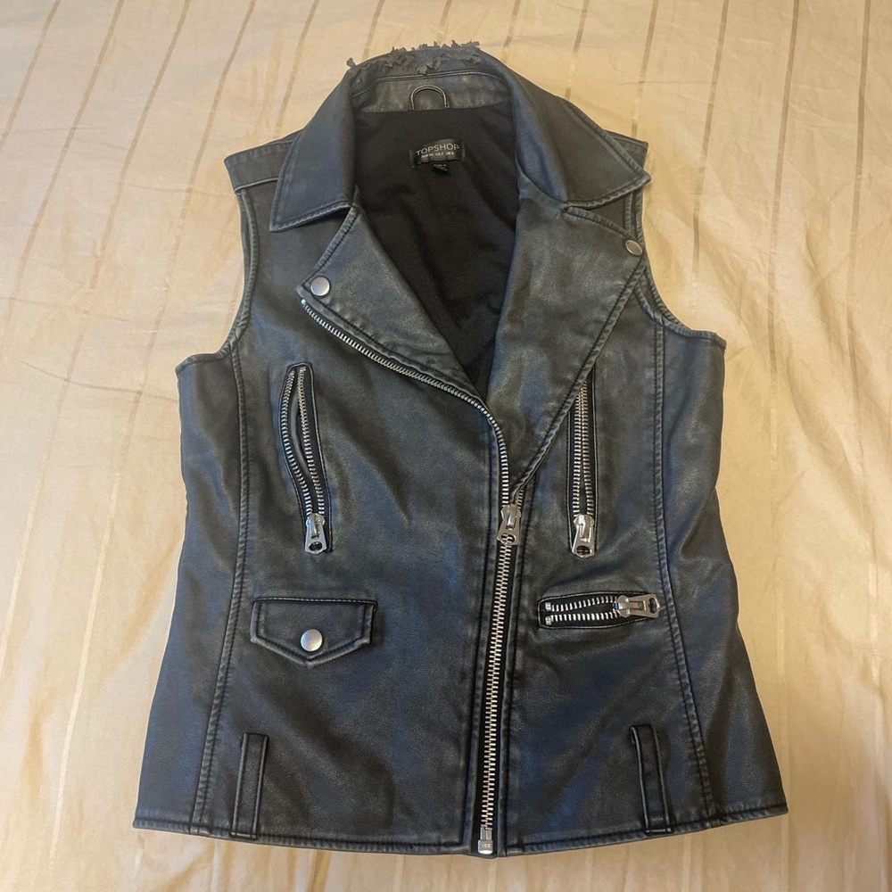 Topshop Faux Leather Vest